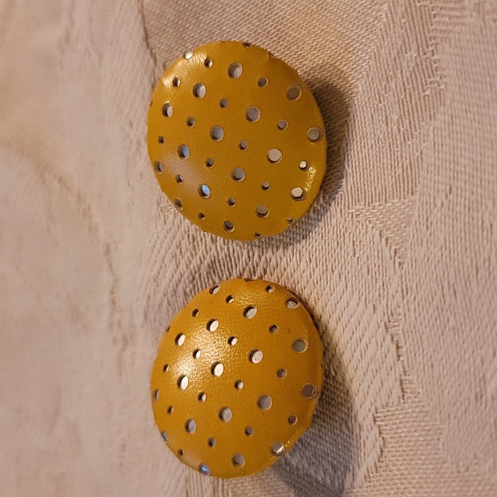 Yellow Round Clip-on Earrings